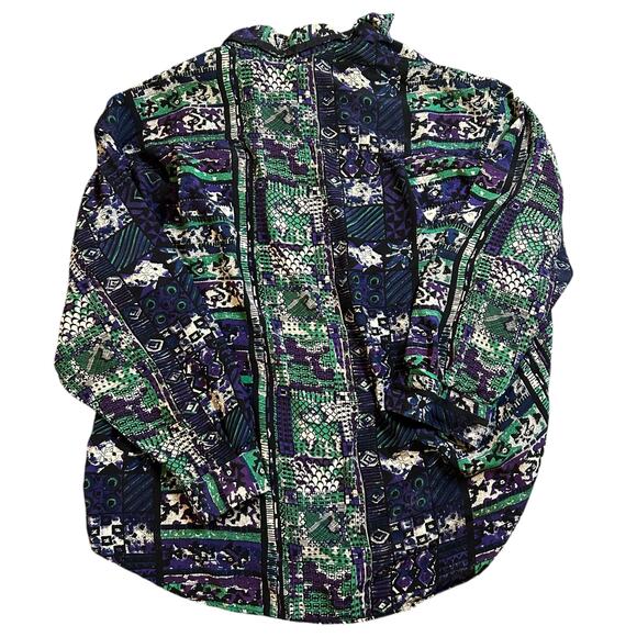 Vtg Guess Georges Marciano Shirt Medium Purple Green Button Up Abstract USA 90s - Picture 5 of 6